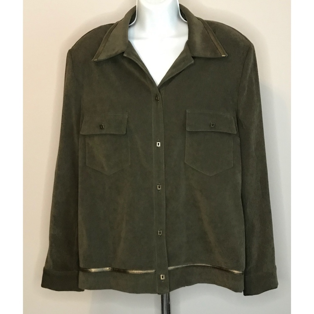 MISS ALLIAGE COLLECTION BUTTON UP GREEN JACKET
